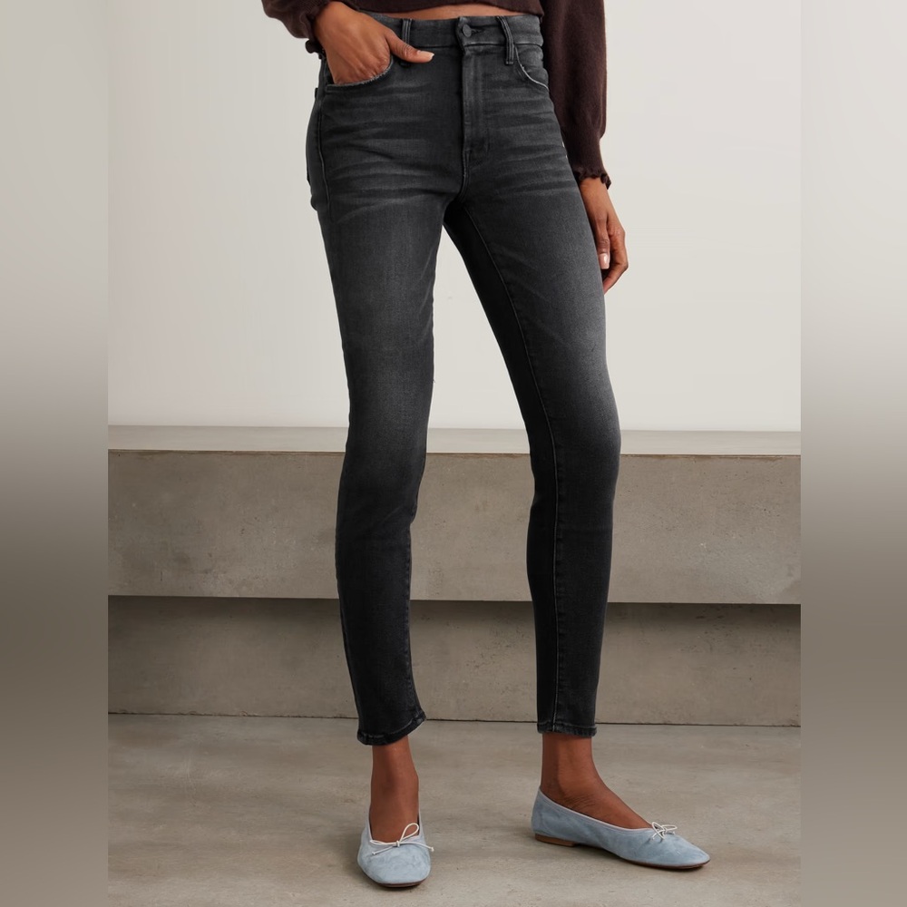 MOTHER | Women’s Black ‘Nine Lives’ The Looker Mildly Distressed Skinny Jeans 27